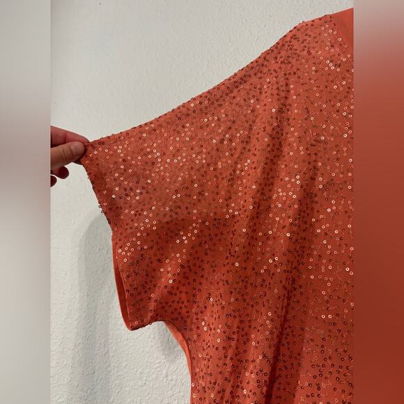 Soft Surroundings NWT Aragon Resplendent Sequin Front Flowy Dress Coral L - Picture 4 of 9